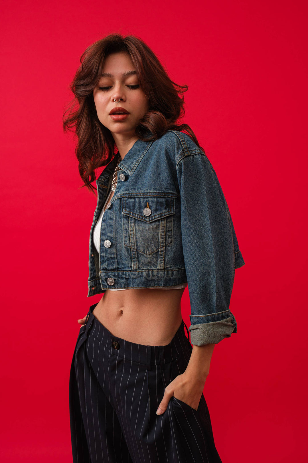 DENIM CROP JACKET