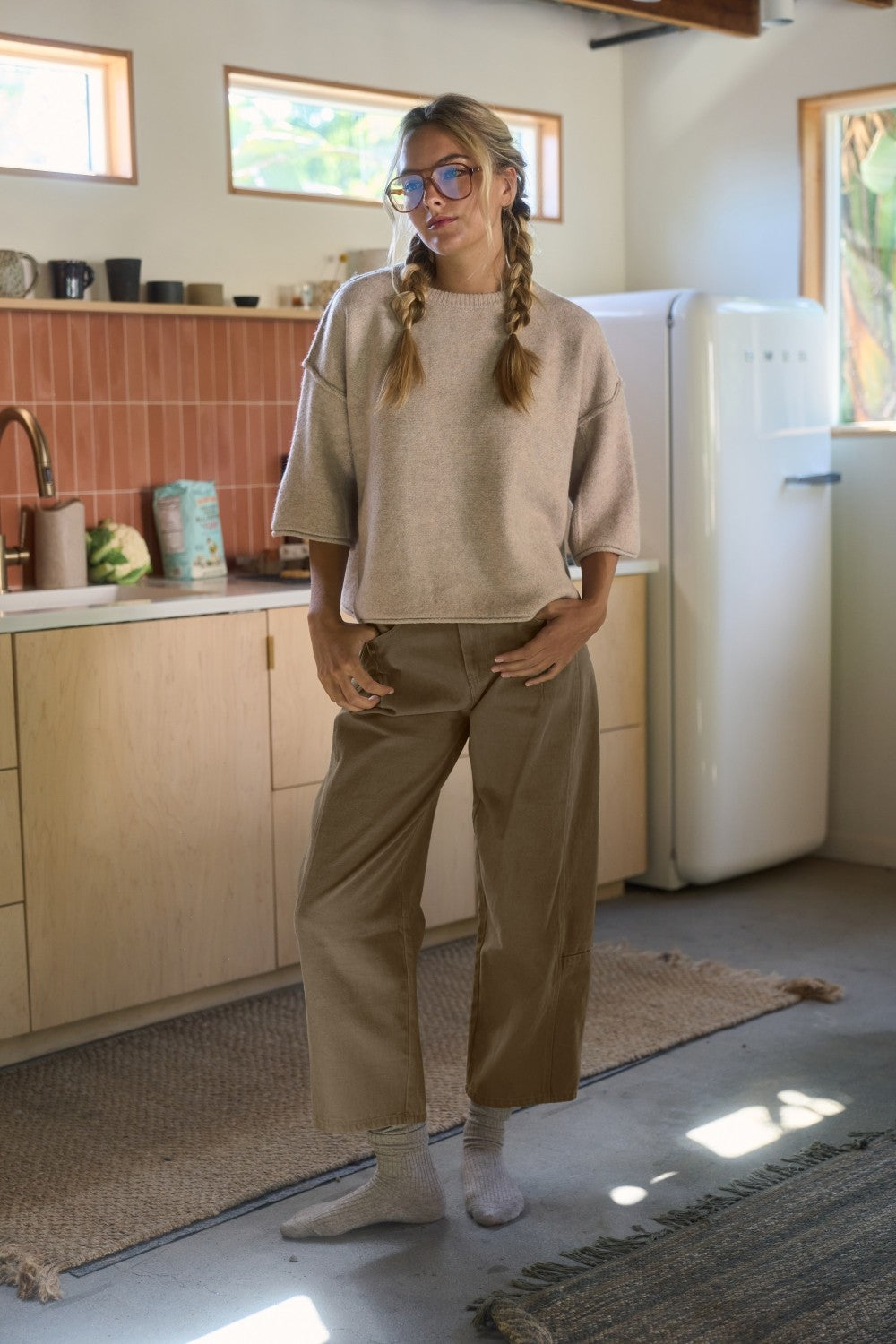 Dyed Barrel Leg Denim Pants