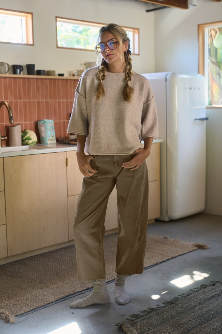 Dyed Barrel Leg Denim Pants