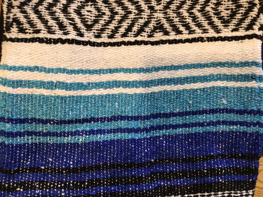 Two Toned Blue Mexican Blanket