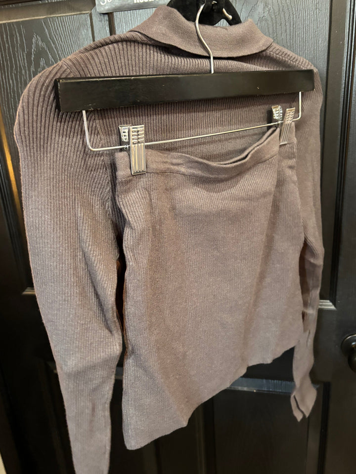 Knit Zip-Up Top Mini Skirt SET