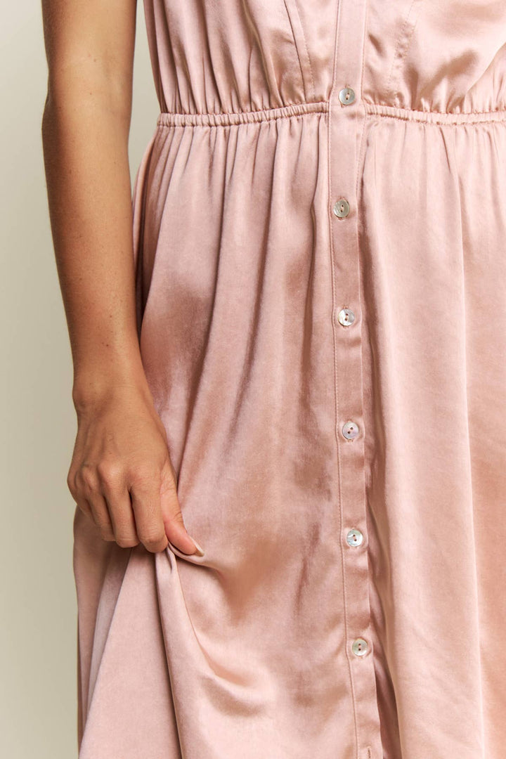 Lace trim Silky midi dress