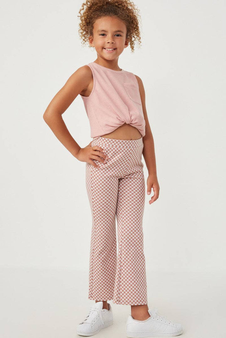 Girls Checkered Knit Straight Leg Pants