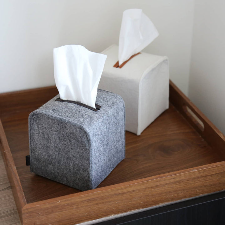 Felt Tissue Box Cover - Square: Grey / Square