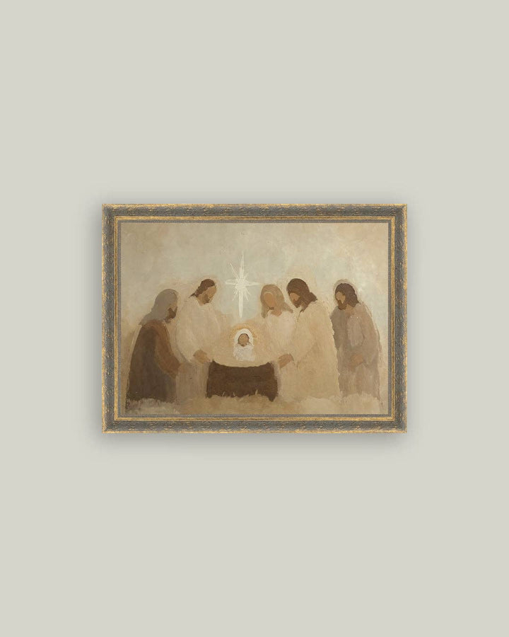 Neutral Nativity Framed Antique