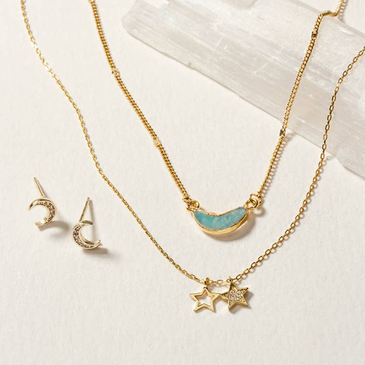 Moon and Stars Necklace Set