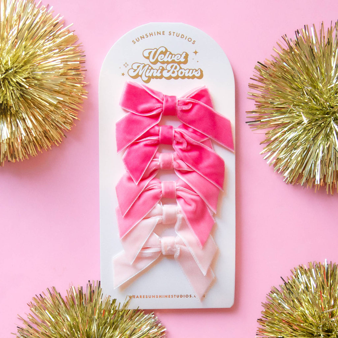 Velvet Mini Bows | Pink