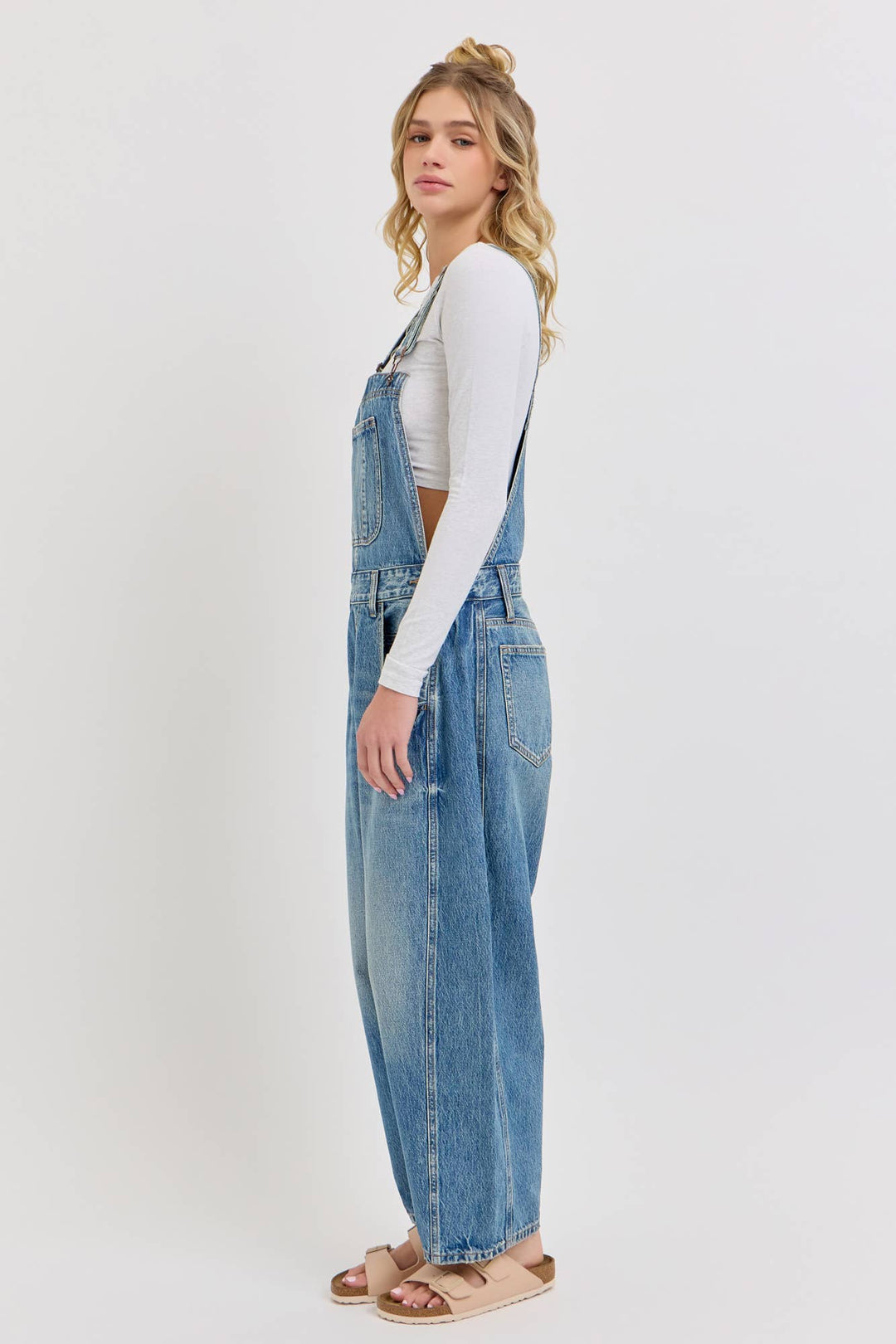 Mid Waisted Barrel Overalls