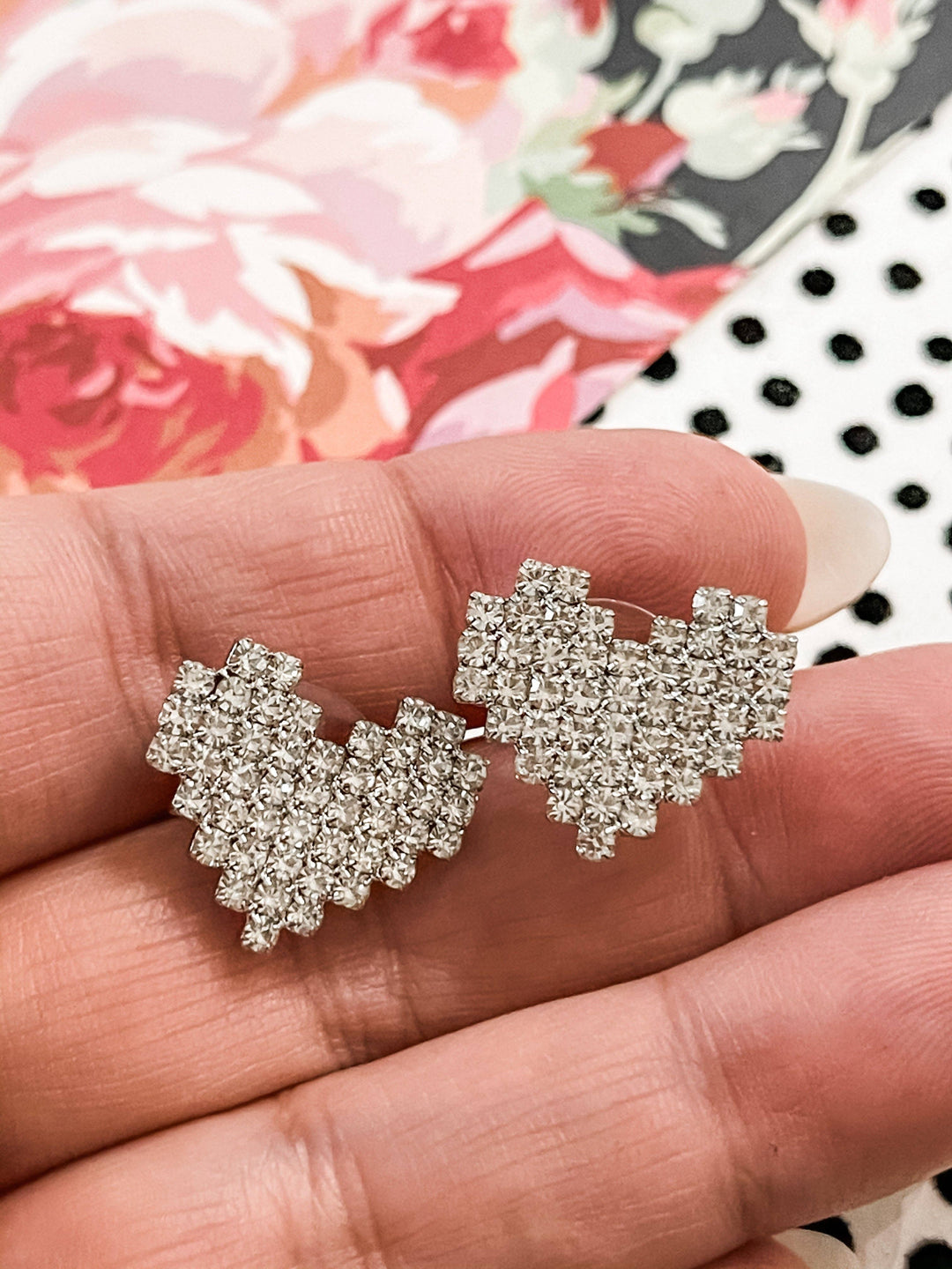 RHINESTONE HEART EARRINGS