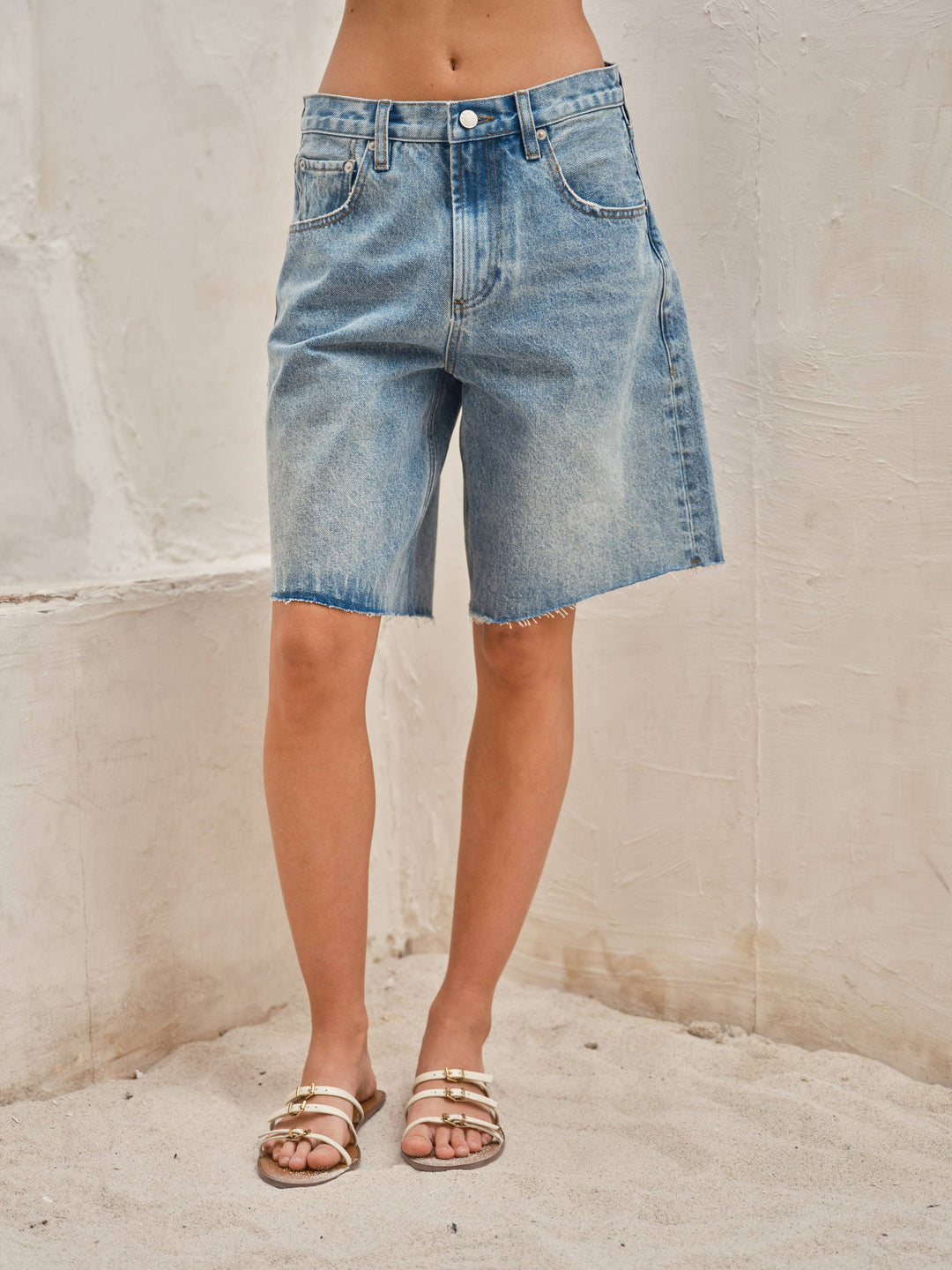 WIDE LEG RETRO BERMUDA DENIM SHORT