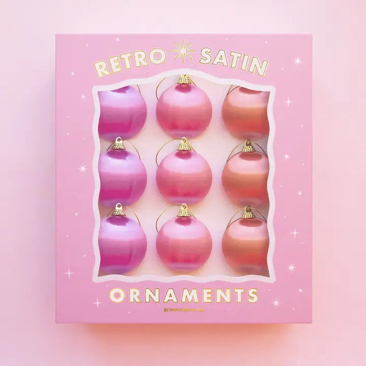 Retro Satin Ornaments | Set of 9