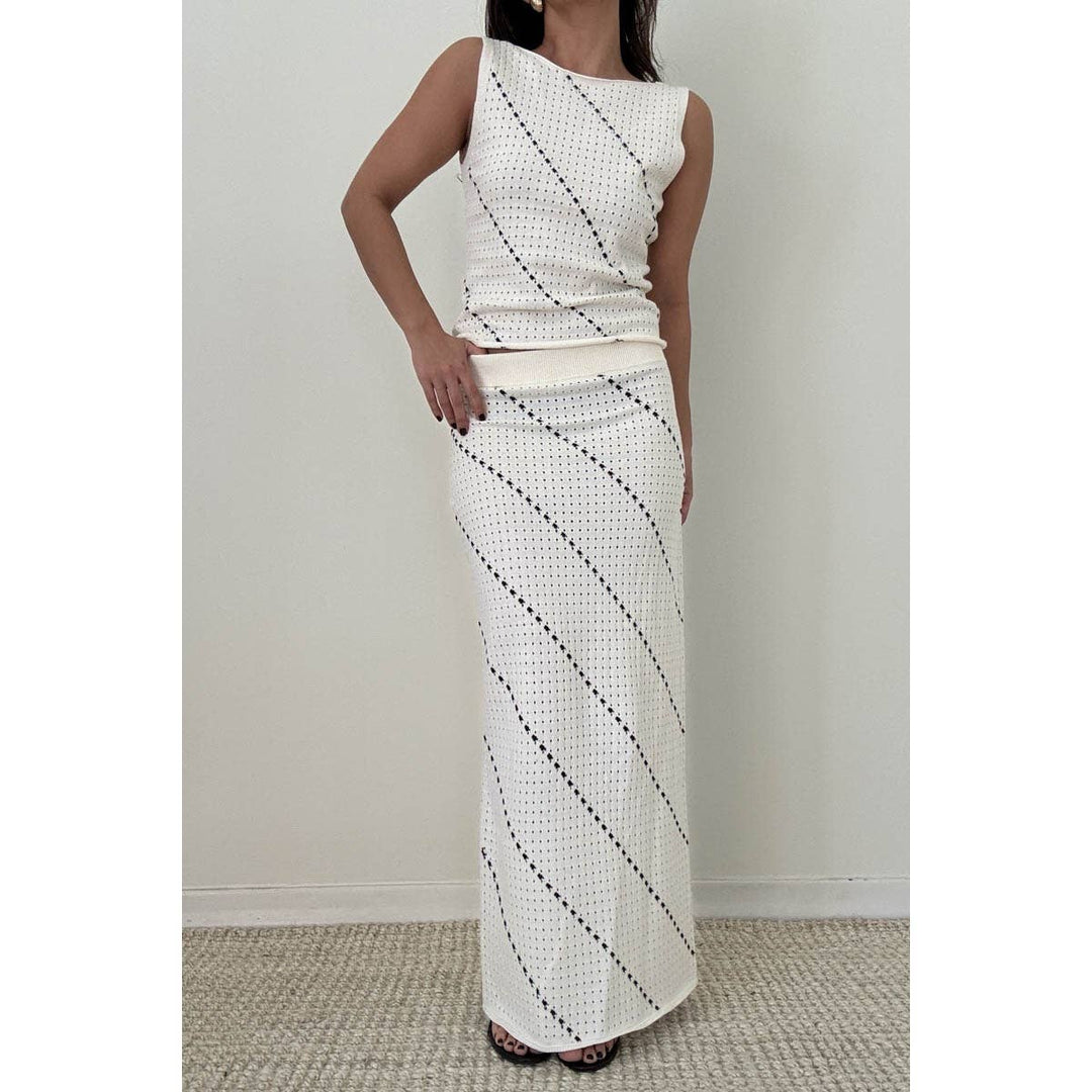 Crochet Knitted Top & Midi Skirt Set