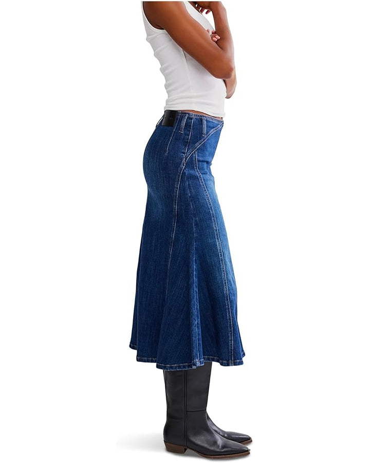 Free People Zia Denim Midi Skirt