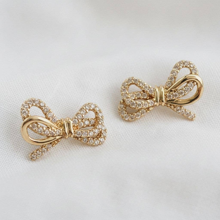 Zirconia Knot Bow Stud Earrings