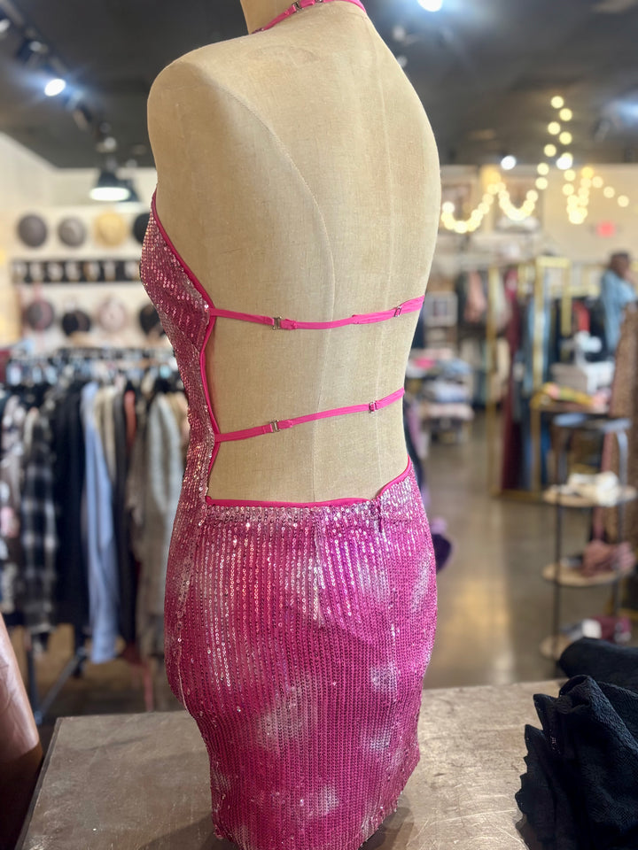 Sequin Halter Mini Dress