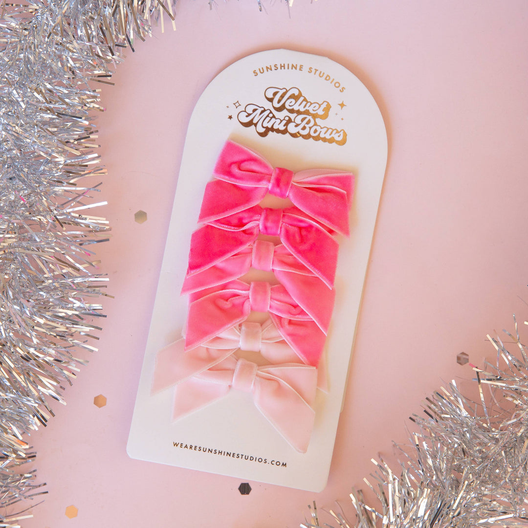 Velvet Mini Bows | Pink