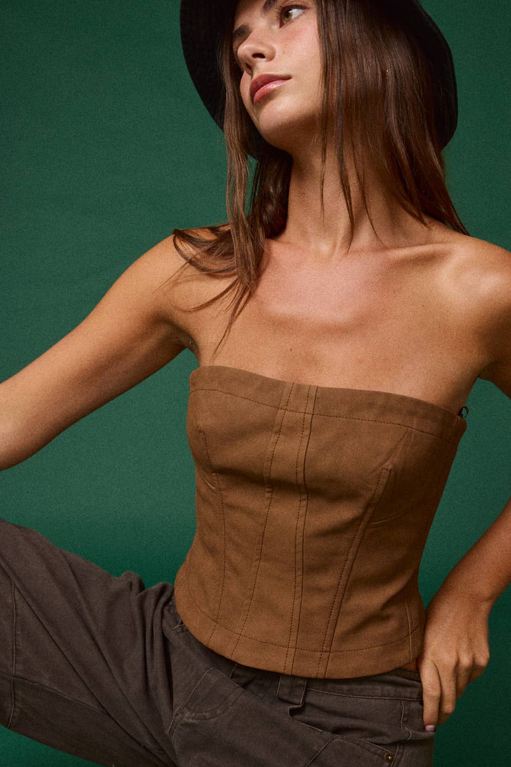 FAUX SUEDE TUBE TOP