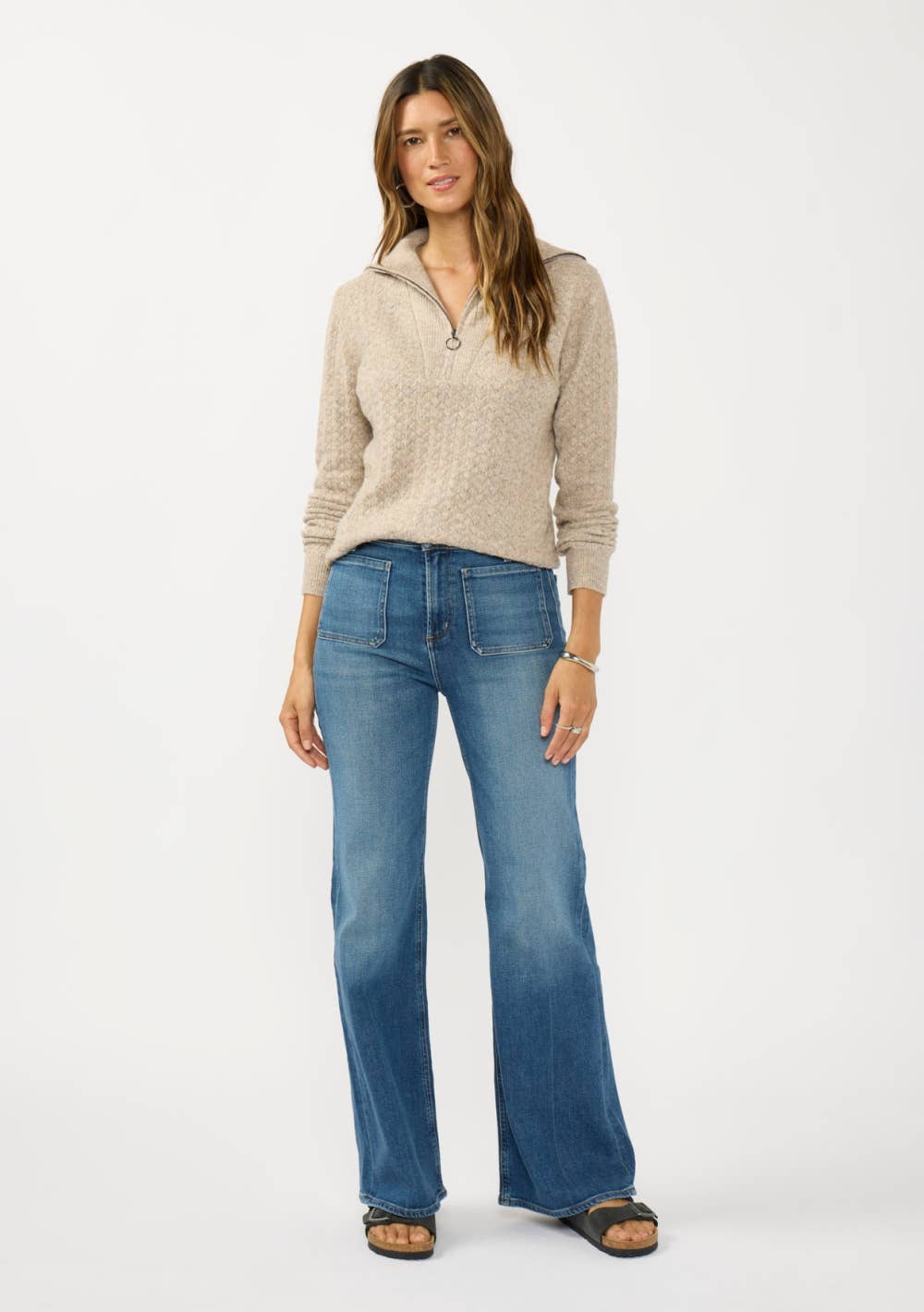 Pointelle Half Zip Pullover