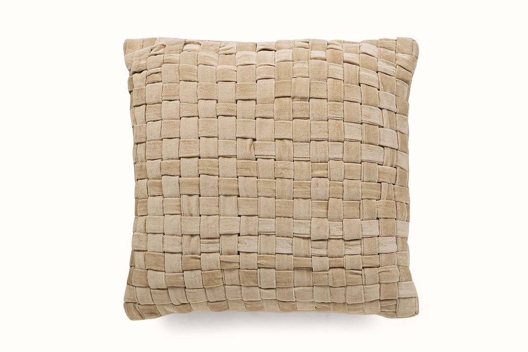 Checked Hand Woven Velvet Square Cushion