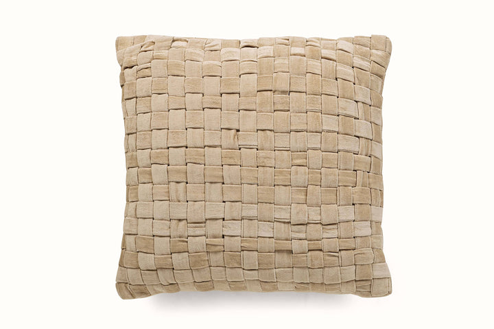 Checked Hand Woven Velvet Square Cushion