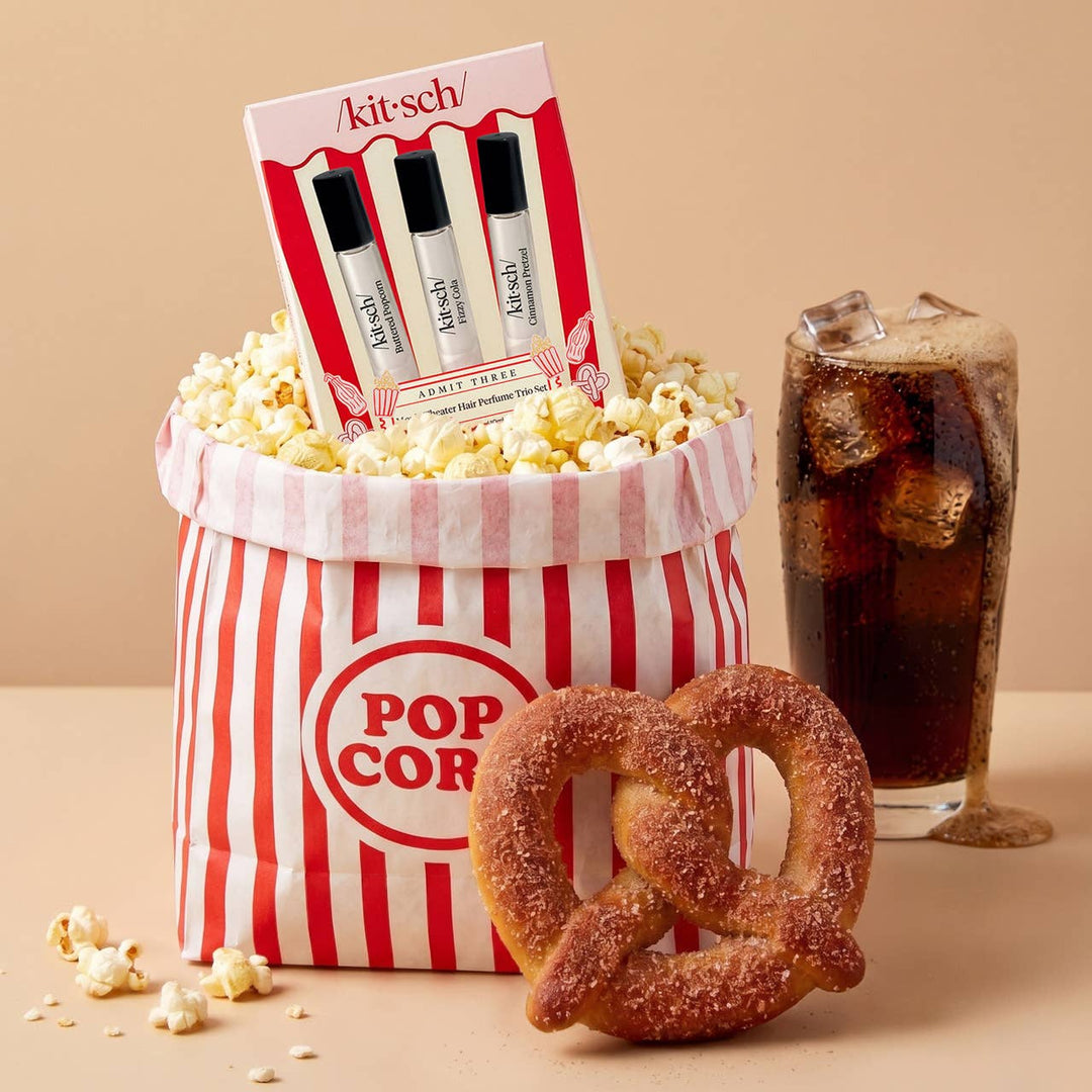 Movie Theater Hair Perfume Trio Set - Buttered Popcorn, Fizzy Cola, Cinnamon Pretzel