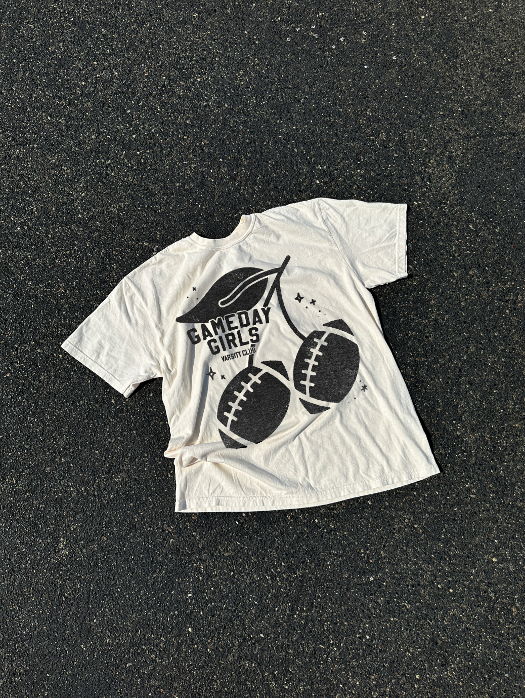 Gameday Girls Tailgate Retro Football Tee: Onyx