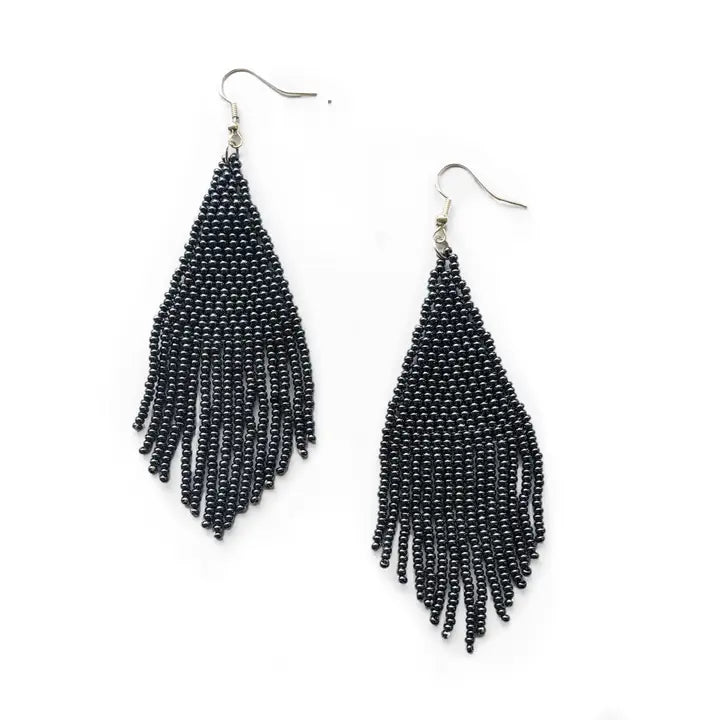 Solid Beaded Tassel Earrings