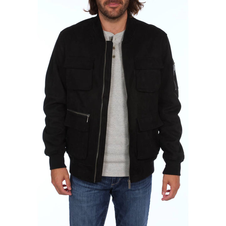 Austin Faux Suede Cargo Bomber Jacket