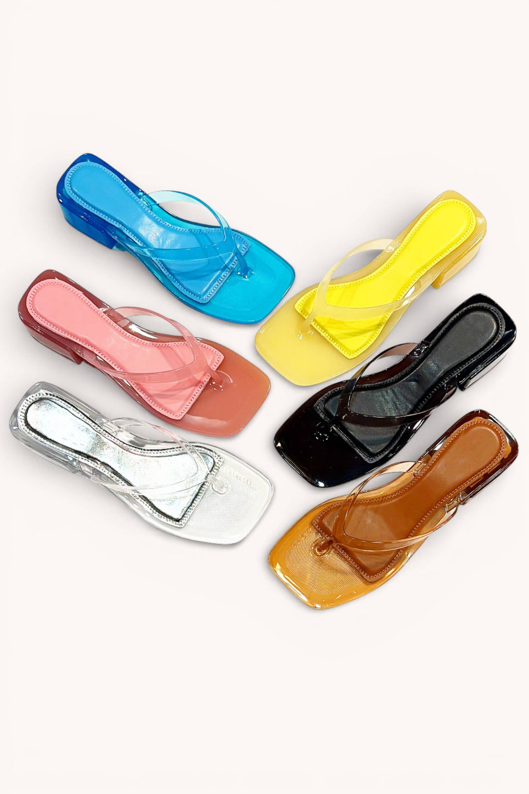 SALE JELLY BLOCK HEEL SANDALS