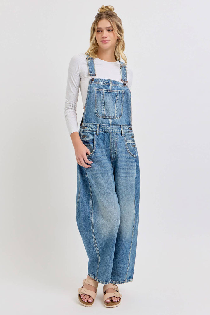 Mid Waisted Barrel Overalls