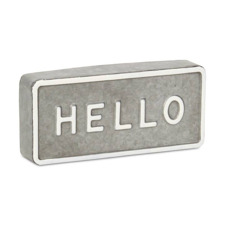 Metal "Hello" Table Sign
