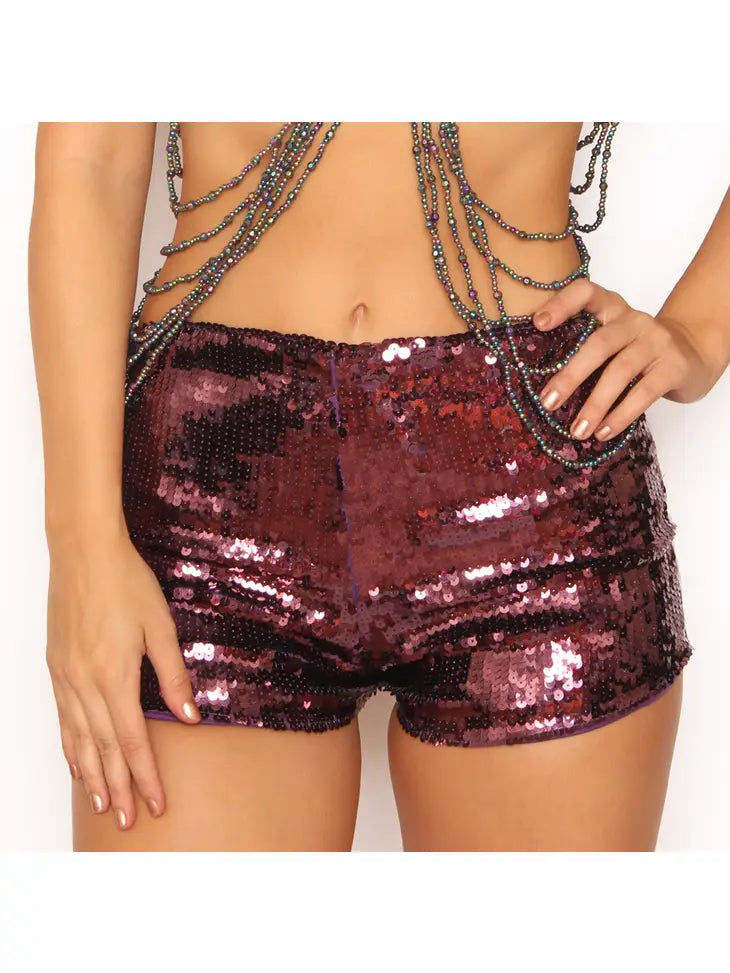 Sequin Shorts with Zipper