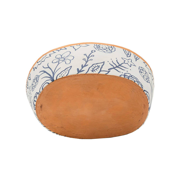 Marguerite Floral Suzani Terracotta Oval Planter