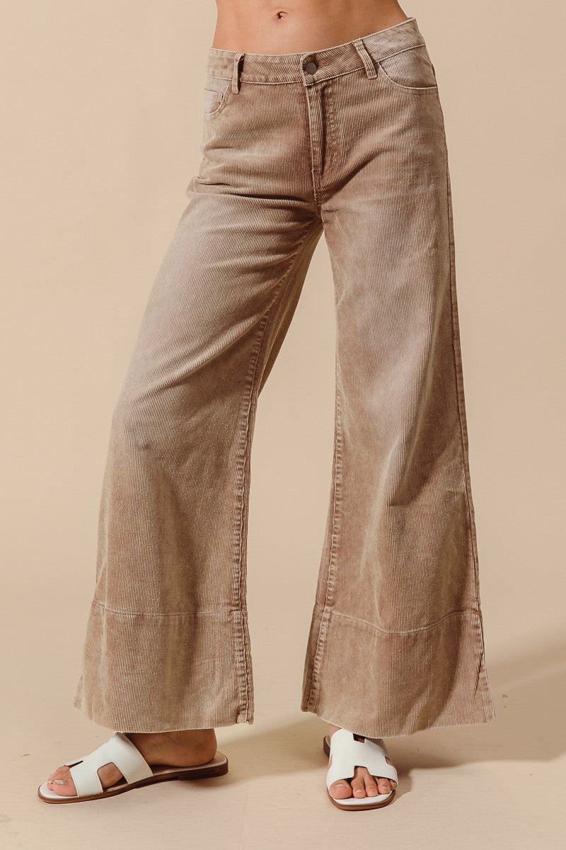 WIDE LEG FLARE CORDUROY PANTS
