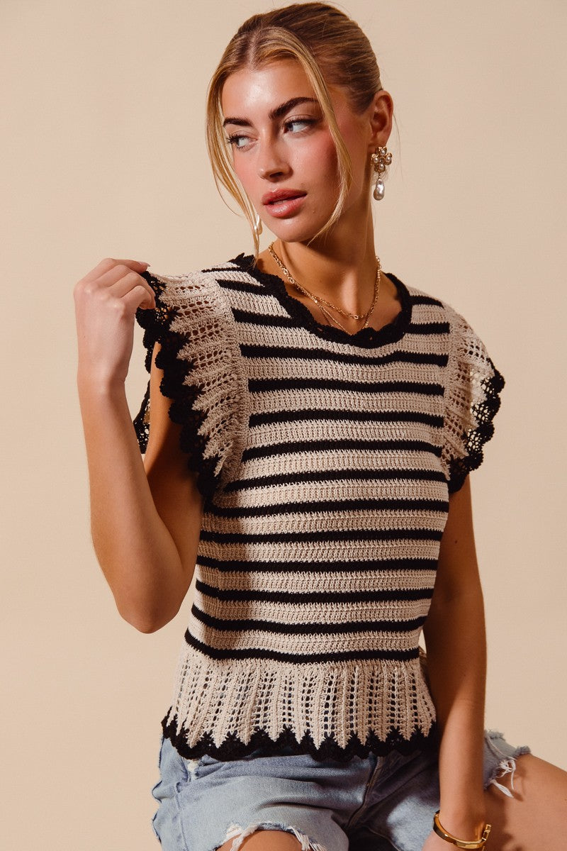 STRIPE LIGHTWEIGHT SWEATER TOP