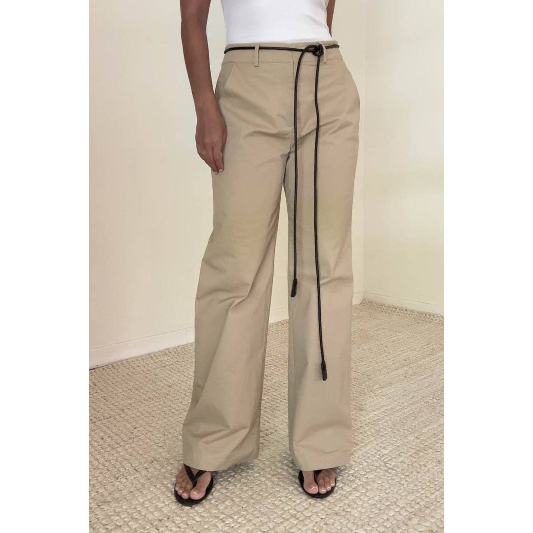 COTTON WIDE STRAIGHT LEG PANTS