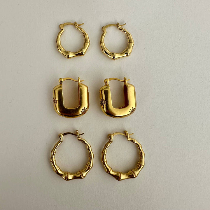 Gold Plate Modern Star Hoops