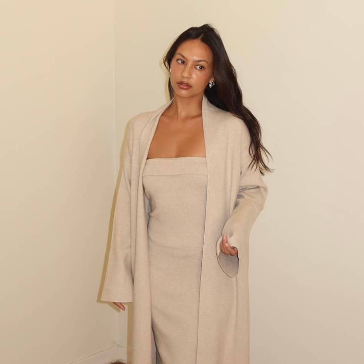 Knitted Long Cardigan & Dress Set