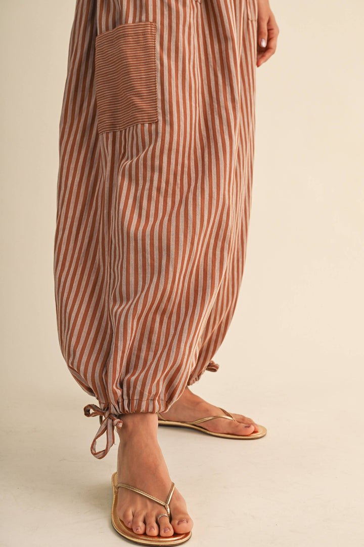 STRIPED DOUBLE GAUZE BALLOON PANTS