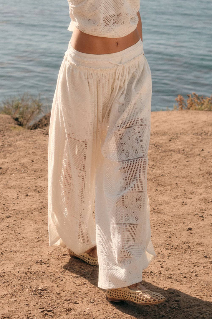 Crochet Lace Wide-Leg Tulip Pants
