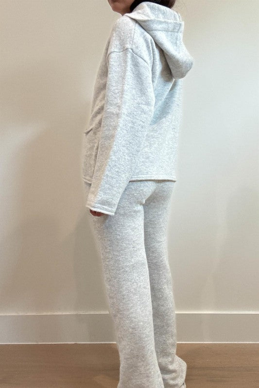 2 Piece Soft Knit Hooded Top & Wide Pants Sets