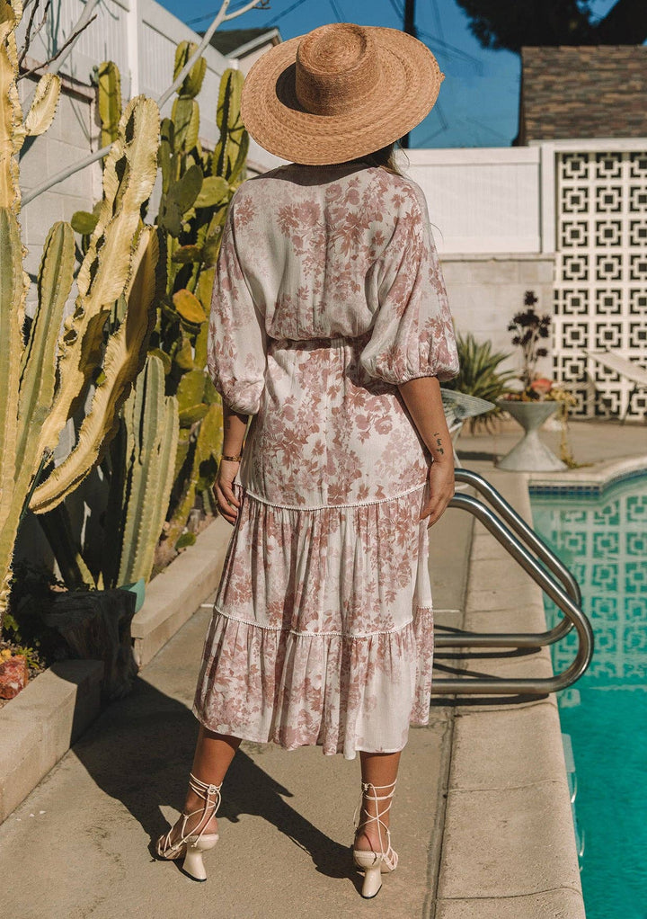 Floral Dolman Tiered Maxi Dress