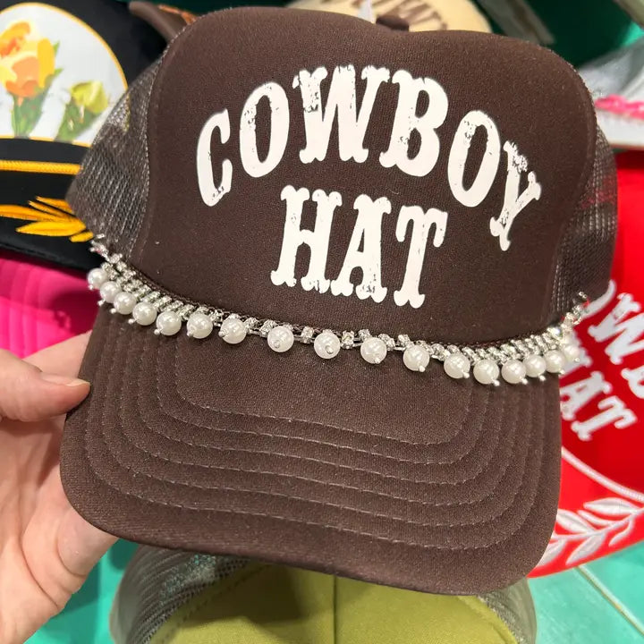 Rhinestone Pearl Trucker Hat Chain