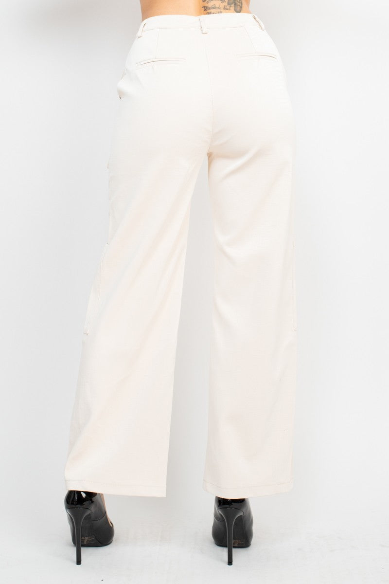 Faux Leather Croc Wide Leg Pants