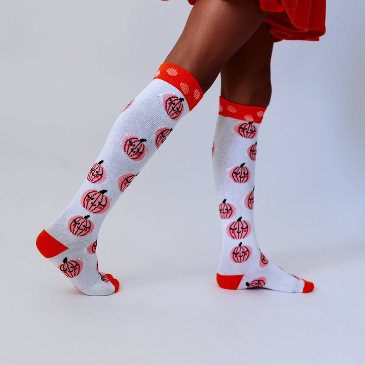 Pumpkin\polka dots Knee high socks