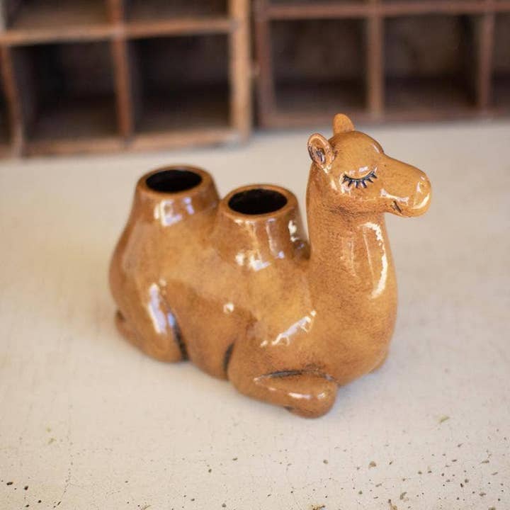 Brown Ceramic Camel Planter