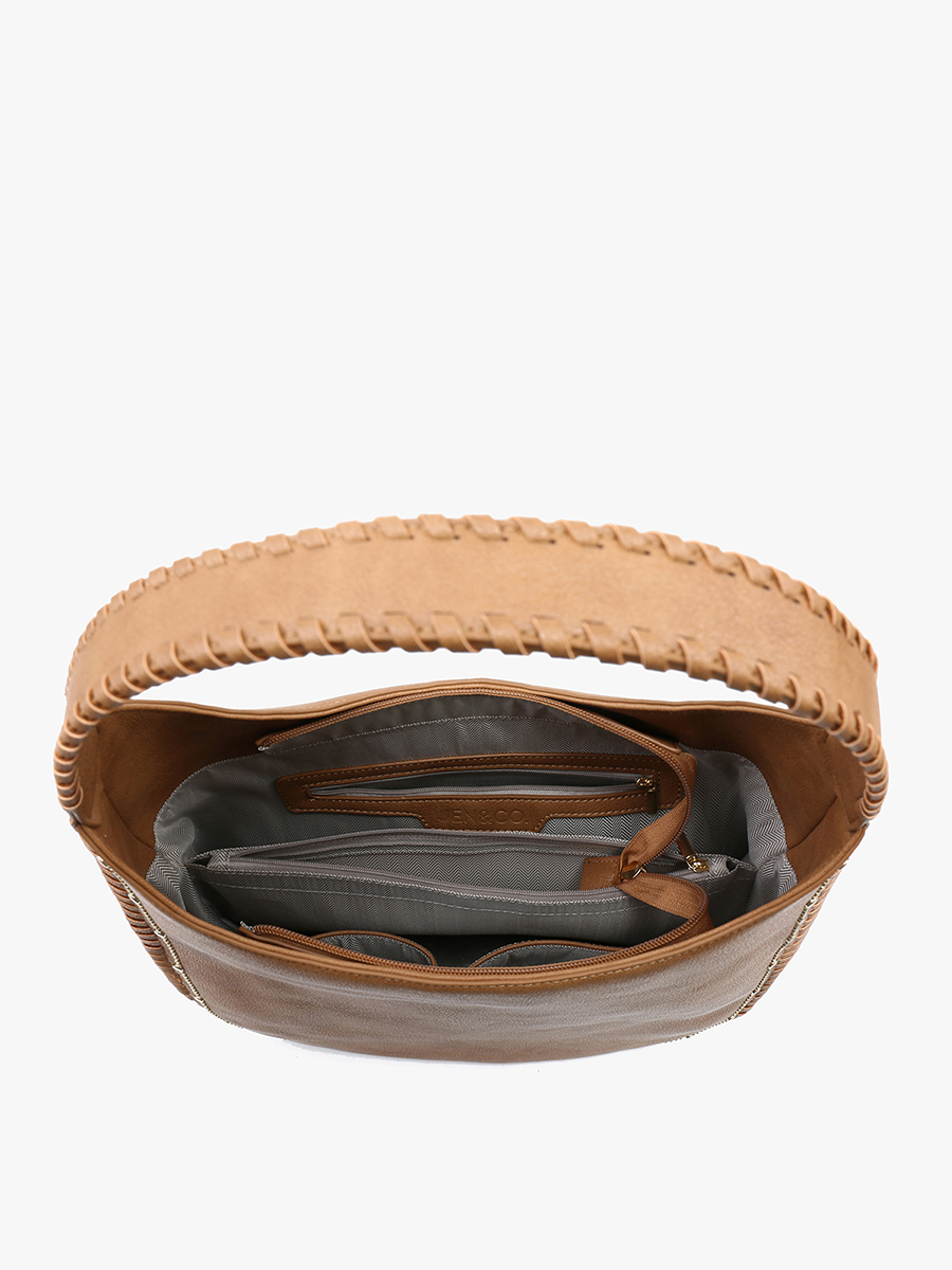 Studded Whipstitch Hobo Bag