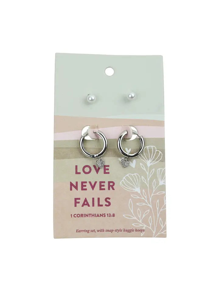 Christian “Love Never Fails” earrings