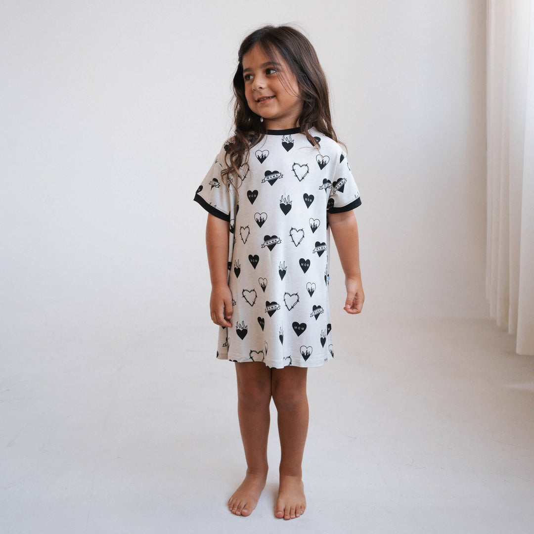 Tattoo Heart  T-Shirt Dress: