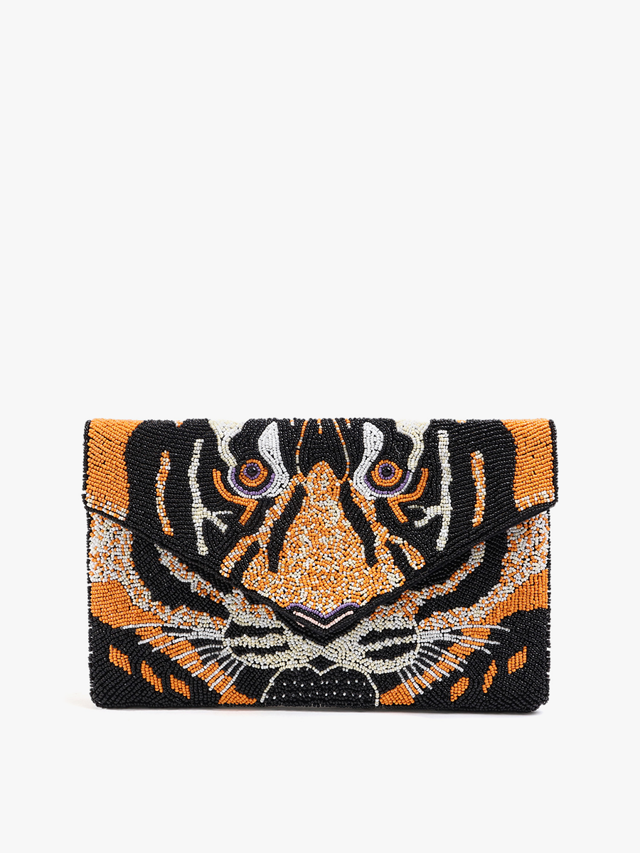 Tiger Beaded Clutch/Crossbody